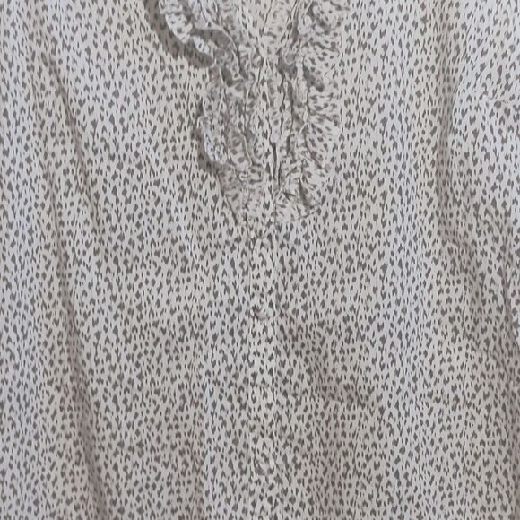 LOFT Multicolored Ruffled Blouse with Rounded Neckline - Picture 2 of 11